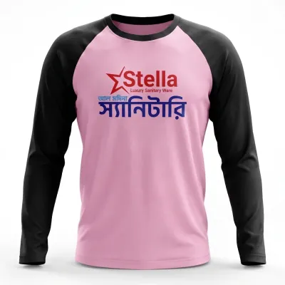 Raglan Long Sleeve Promotional T-shirt Pink Color. আপনার ডিজাইন দিয়ে প্রিন্ট করে নিন।
