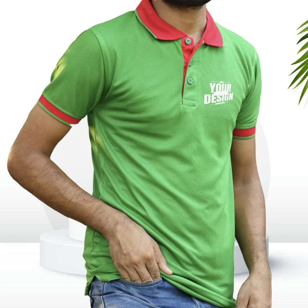 আপনার শোরুমের লোগো দিয়ে পলোশার্ট প্রিন্ট করে নিন! Mesh fabrics green color