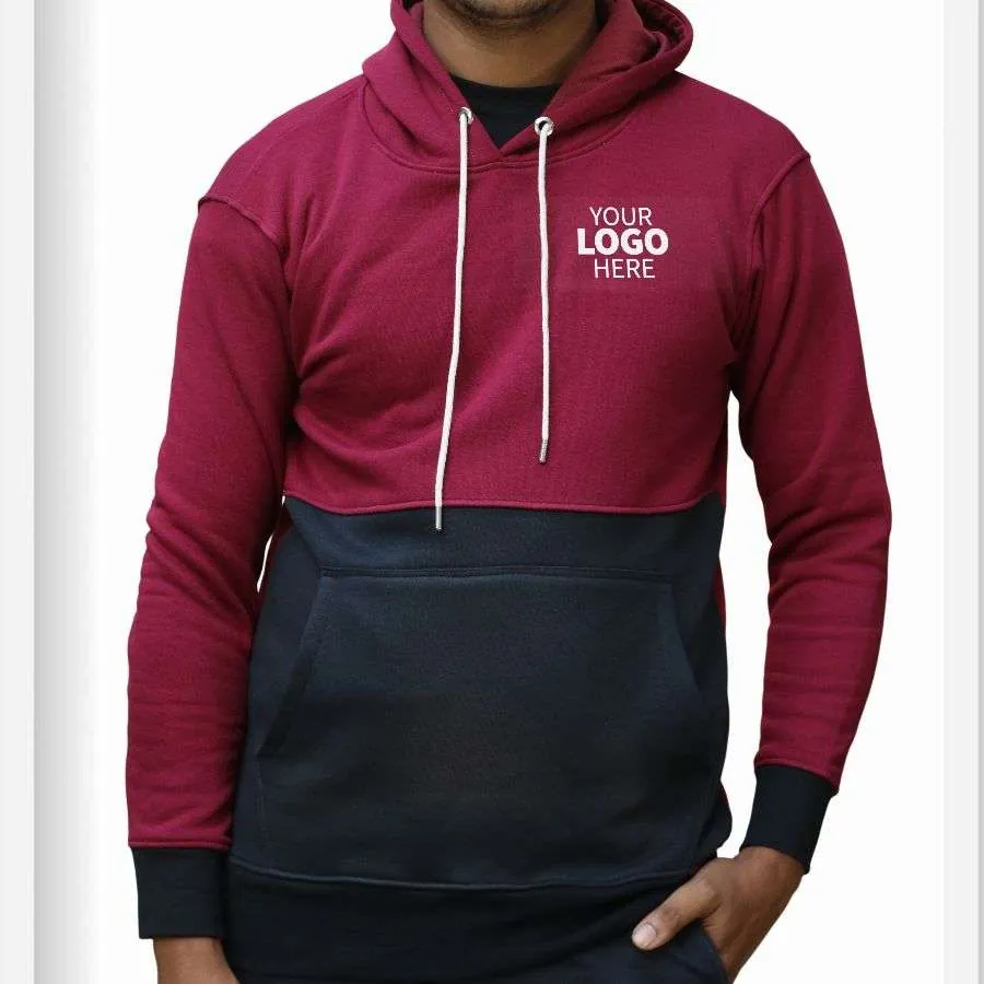 আপনার লোগো দিয়ে হুডি প্রিন্ট করে নিন। Meroon-Black Color Premium Hoodie