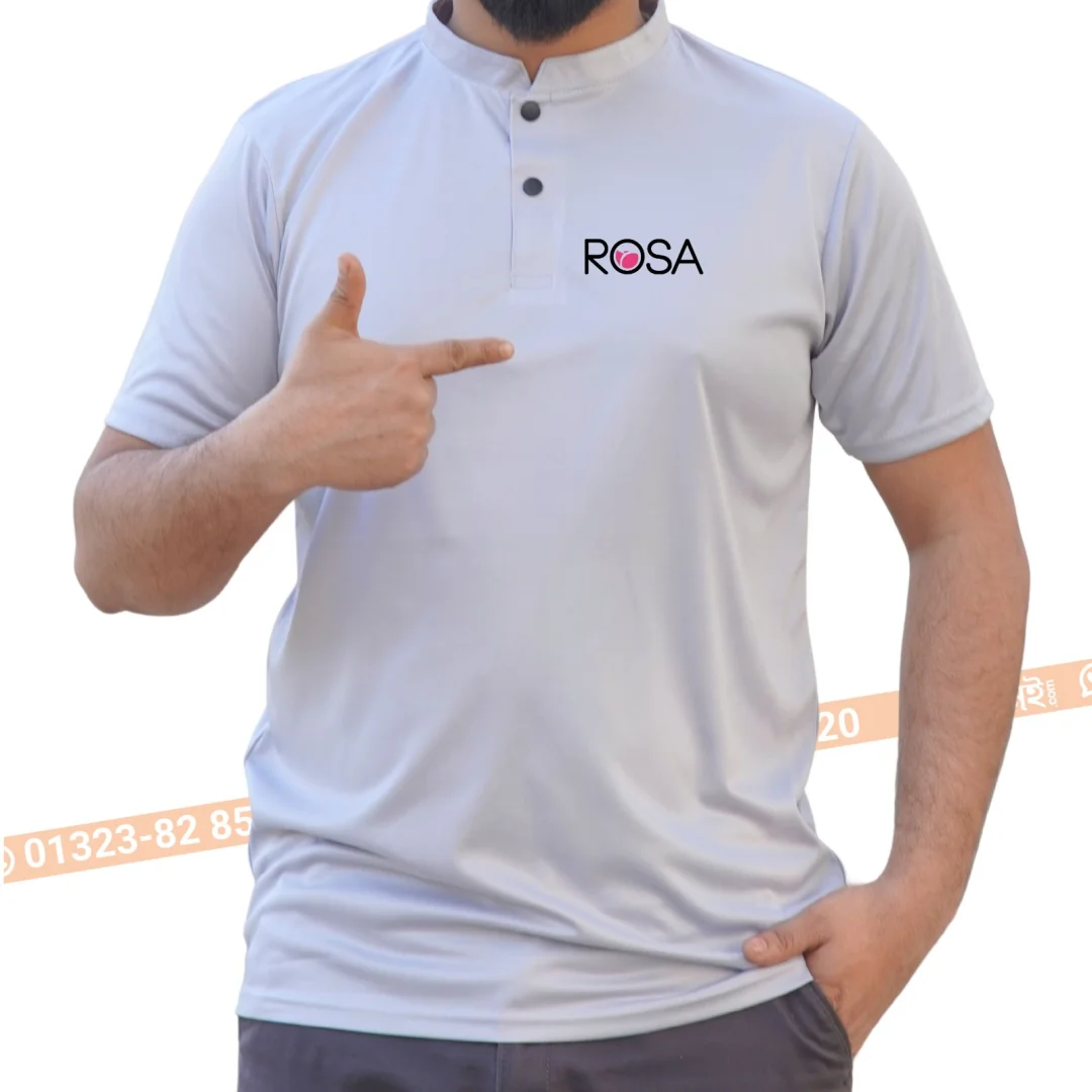 অ্যাশ কালার চাইনিজ কলার পলোশার্ট | Ash Chinese-Collar Polo Shirt