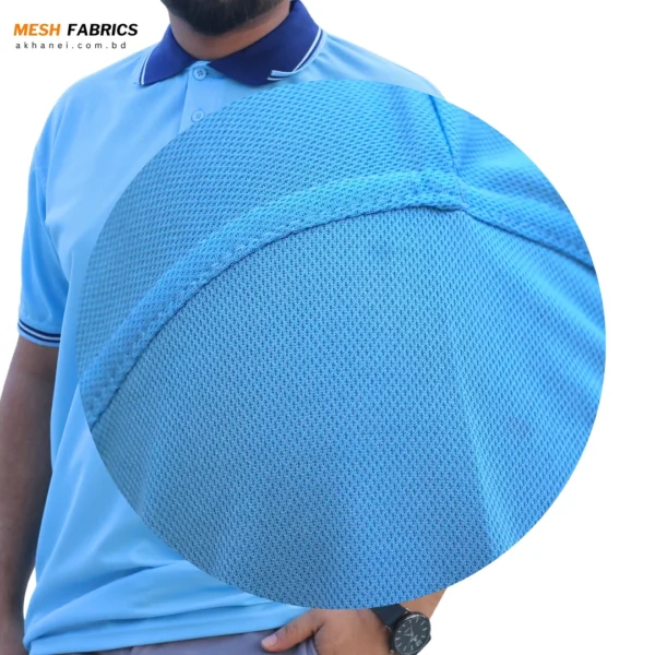 পকেটের উপর আপনার লোগো প্রিন্ট করে নিন! Mesh fabrics sky color polo shirt - Image 3