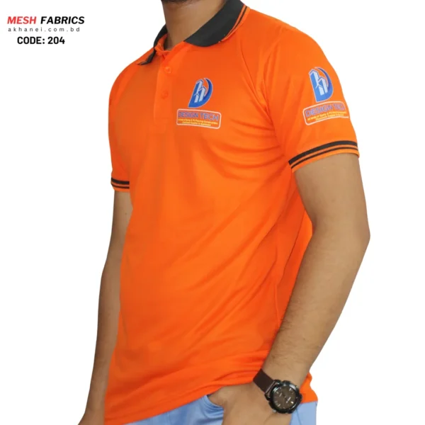 আপনার ব্রান্ডিং শুরু করুন এখান থেকে । Orange color mesh fabrics polo shirt