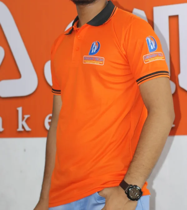 আপনার ব্রান্ডিং শুরু করুন এখান থেকে । Orange color mesh fabrics polo shirt - Image 4