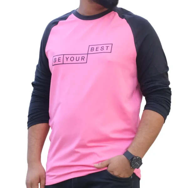 regline full sleeve t shirt আপনার নিজস্ব লেখা ও লোগো দিয়ে প্রিন্ট করে নিন। কালো গোলাপি কালার - Image 3